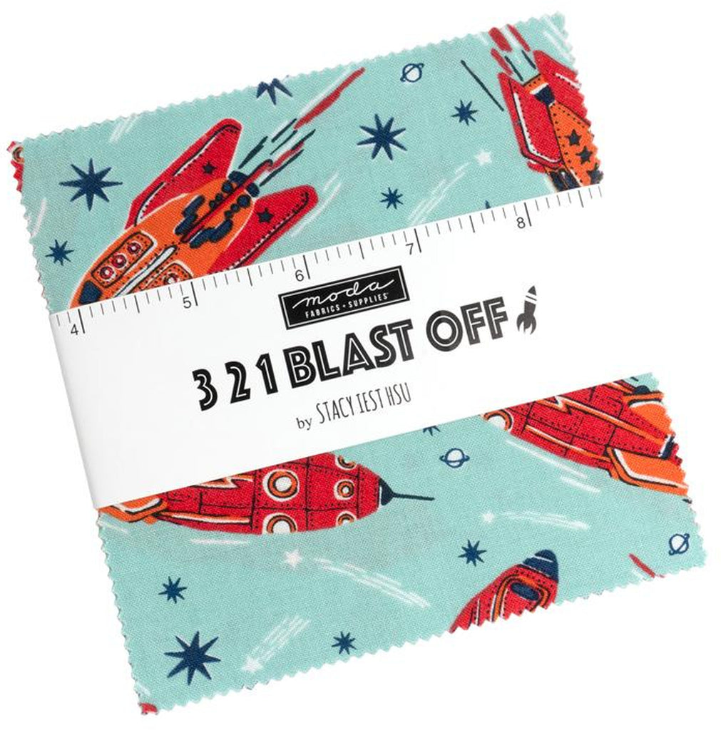 321 Blast Off Charm Pack 5-inch Precut Fabric Squares by Stacy Iest Hsu for Moda Fabrics (42 pcs)