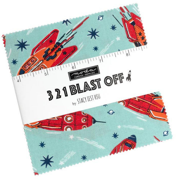321 Blast Off Charm Pack 5-inch Precut Fabric Squares by Stacy Iest Hsu for Moda Fabrics (42 pcs)