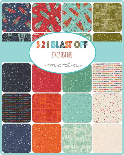 321 Blast Off Charm Pack 5-inch Precut Fabric Squares by Stacy Iest Hsu for Moda Fabrics (42 pcs)