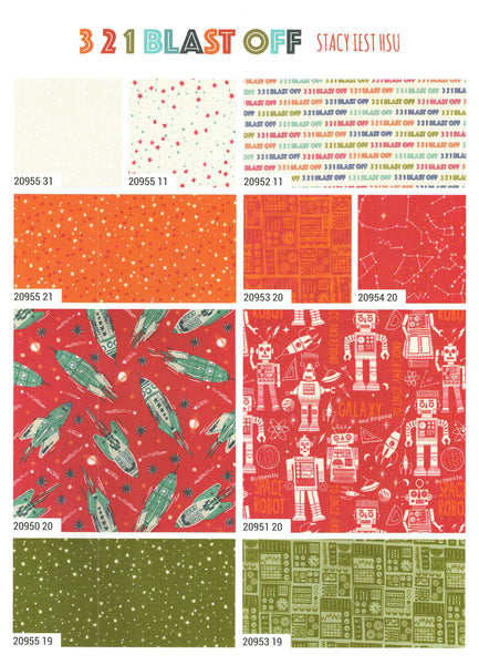 321 Blast Off Charm Pack 5-inch Precut Fabric Squares by Stacy Iest Hsu for Moda Fabrics (42 pcs)