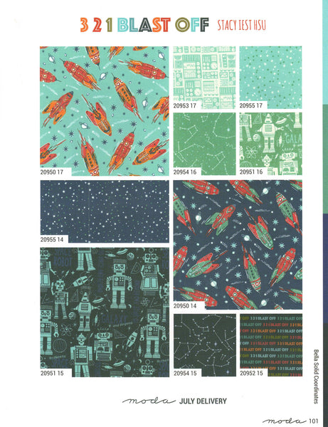 321 Blast Off Charm Pack 5-inch Precut Fabric Squares by Stacy Iest Hsu for Moda Fabrics (42 pcs)