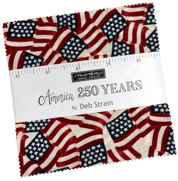 America 250 Years Charm Pack 5-inch Precut Fabric Squares by Deb Strain for Moda Fabrics (42 pcs)