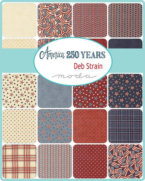 America 250 Years Charm Pack 5-inch Precut Fabric Squares by Deb Strain for Moda Fabrics (42 pcs)