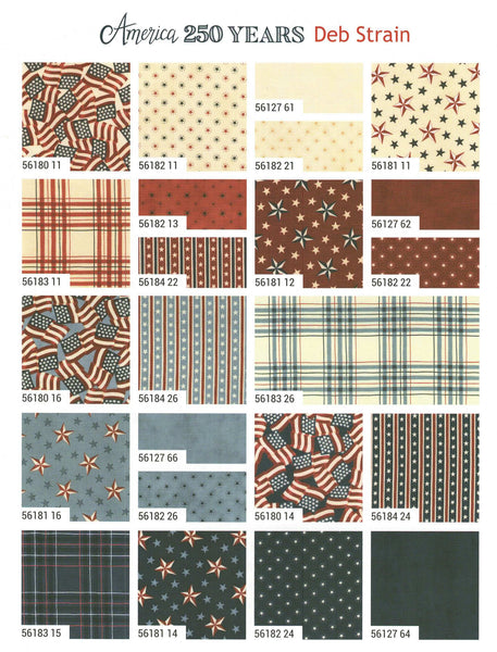 America 250 Years Charm Pack 5-inch Precut Fabric Squares by Deb Strain for Moda Fabrics (42 pcs)