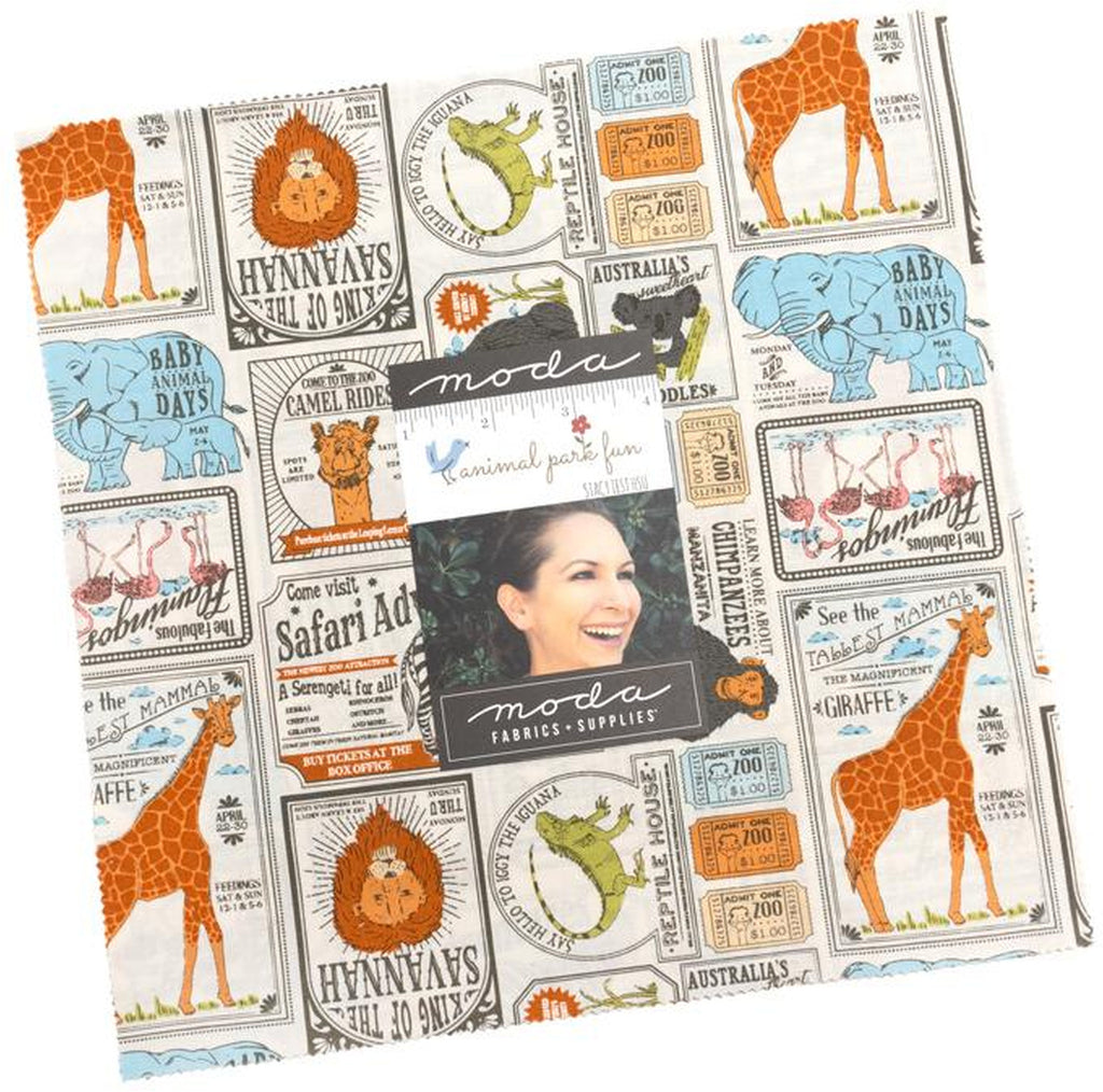 Animal Park Fun Layer Cake 10-inch Precut Fabric Squares by Stacy Iest Hsu for Moda Fabrics (42 pcs)