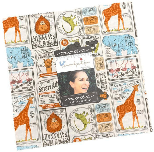 Animal Park Fun Layer Cake 10-inch Precut Fabric Squares by Stacy Iest Hsu for Moda Fabrics (42 pcs)
