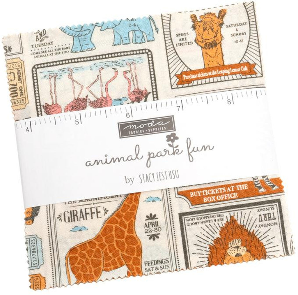 Animal Park Fun Charm Pack 5-inch Precut Fabric Squares by Stacy Iest Hsu for Moda Fabrics (42 pcs)