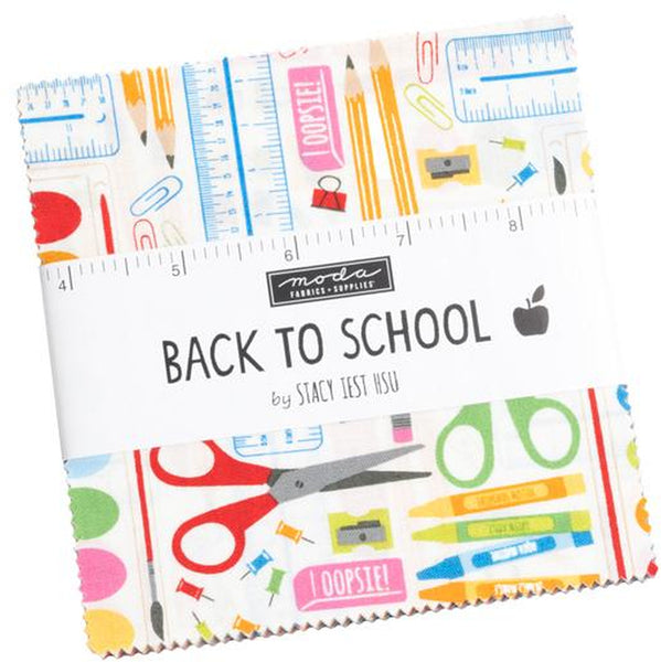 Back To School Charm Pack 5-inch Precut Fabric Squares by Stacy Iest Hsu for Moda Fabrics (42 pcs)
