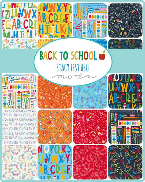 Back To School Charm Pack 5-inch Precut Fabric Squares by Stacy Iest Hsu for Moda Fabrics (42 pcs)