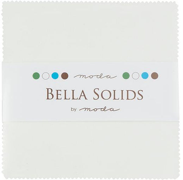 Moda Bella Solids WHITE Charm Pack 100% Cotton 5-inch Precut Fabric Craft Squares (42 pcs)