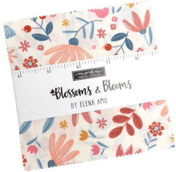 Blossoms & Blooms Charm Pack 5-inch Precut Fabric Squares by Elena Amo for Moda Fabrics (42 pcs)