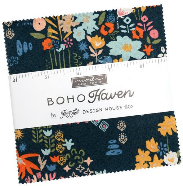 Boho Haven Charm Pack 5-inch Precut Fabric Squares by Fancy That Design House for Moda Fabrics (42 pcs)