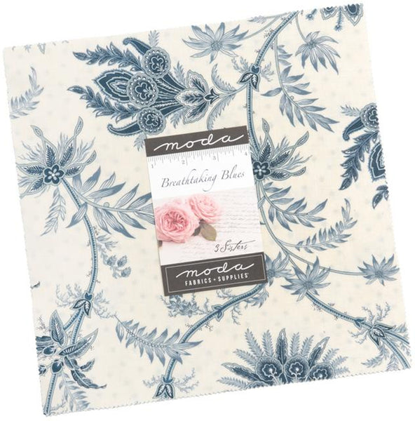 Breathtaking Blues Layer Cake by 3 Sisters 100% Cotton 10-inch Precut Craft Fabric Squares (42 pcs)