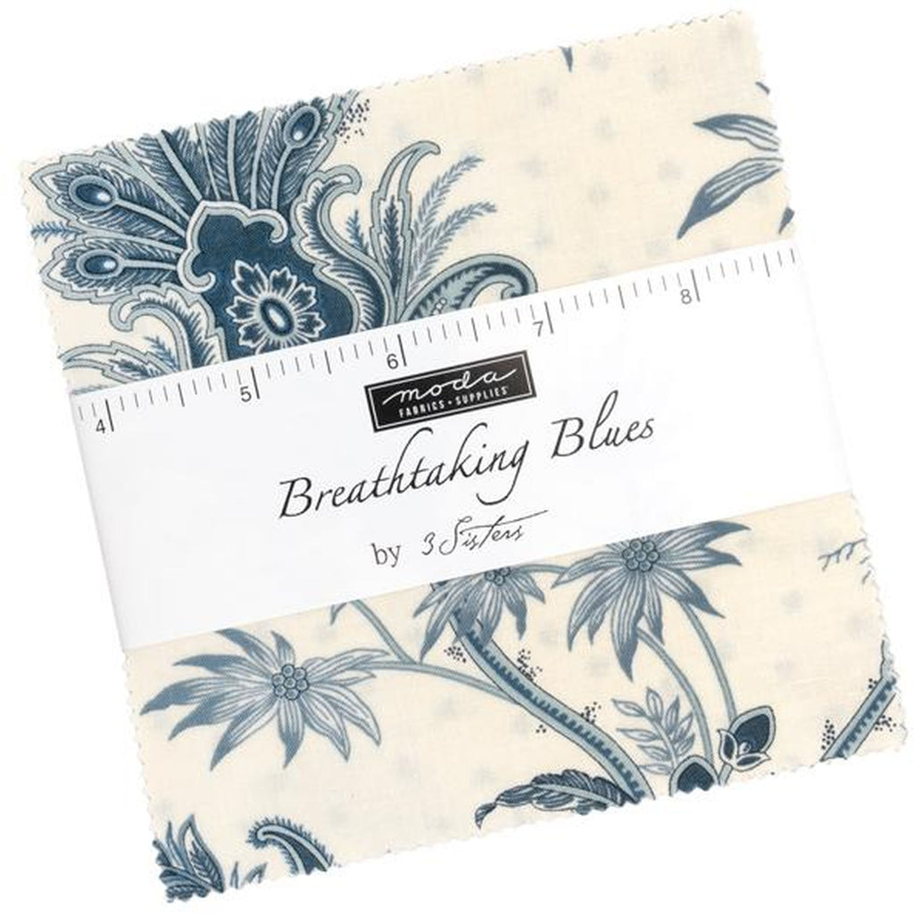 Moda Fabrics Breathtaking Blues Charm Pack by 3 Sisters 5-inch Precut Fabric Squares (42 pcs)