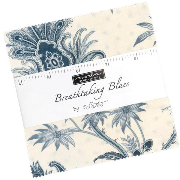 Moda Fabrics Breathtaking Blues Charm Pack by 3 Sisters 5-inch Precut Fabric Squares (42 pcs)