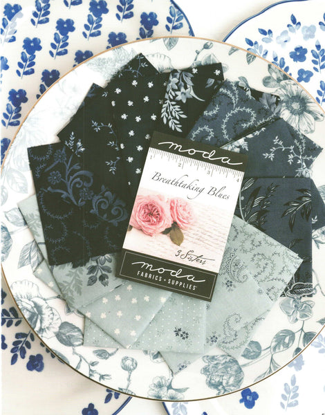 Breathtaking Blues Layer Cake by 3 Sisters 100% Cotton 10-inch Precut Craft Fabric Squares (42 pcs)