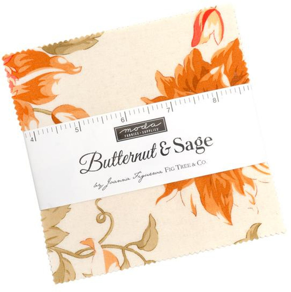 BUTTERNUT & SAGE Charm Pack by Joanna Figueroa 100% Cotton 5-inch Precut Fabric Squares (42 pcs)