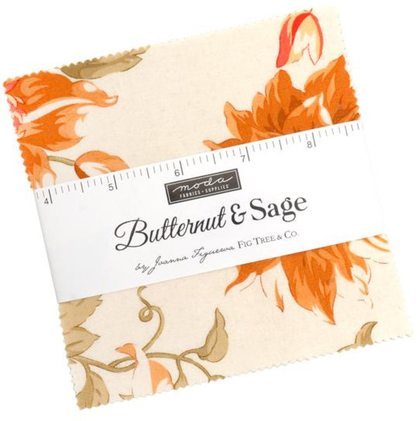 BUTTERNUT & SAGE Charm Pack by Joanna Figueroa 100% Cotton 5-inch Precut Fabric Squares (42 pcs)