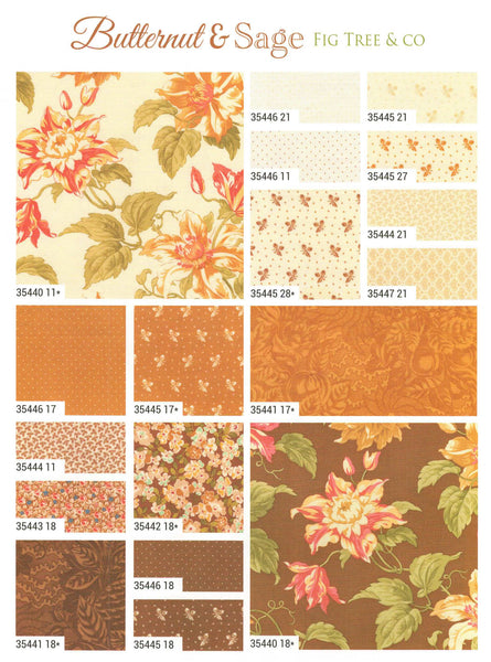 BUTTERNUT & SAGE Charm Pack by Joanna Figueroa 100% Cotton 5-inch Precut Fabric Squares (42 pcs)