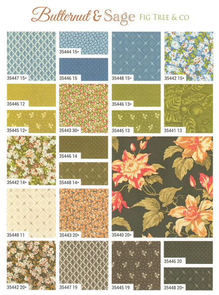 BUTTERNUT & SAGE Charm Pack by Joanna Figueroa 100% Cotton 5-inch Precut Fabric Squares (42 pcs)