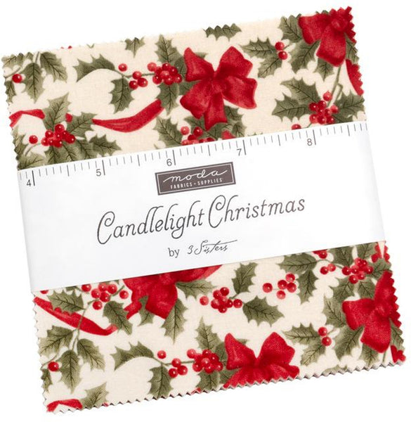 Candlelight Christmas Charm Pack 5-inch Precut Fabric Squares by 3 Sisters for Moda Fabrics (42 pcs)