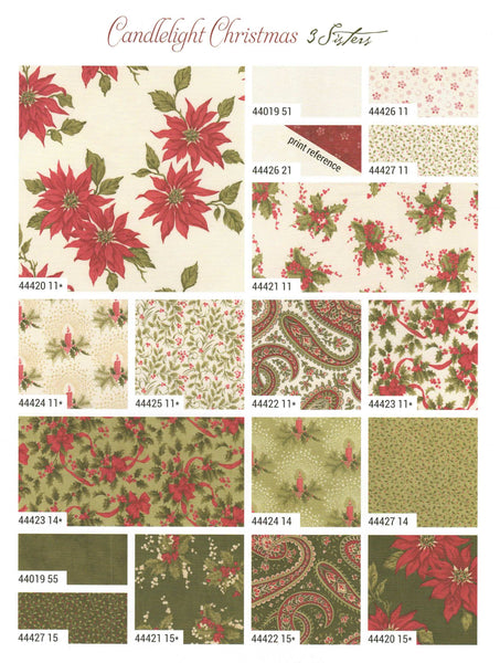 Candlelight Christmas Charm Pack 5-inch Precut Fabric Squares by 3 Sisters for Moda Fabrics (42 pcs)