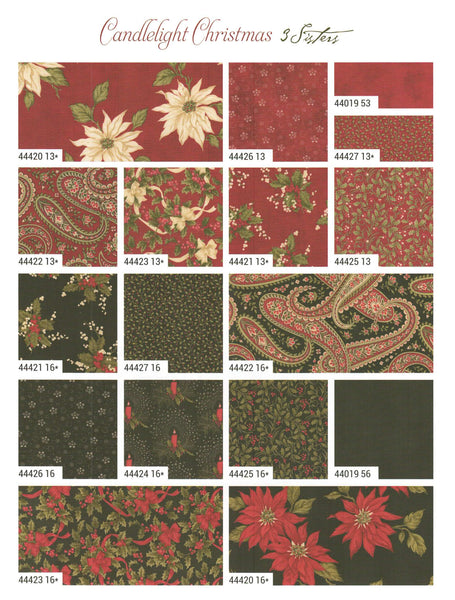 Candlelight Christmas Charm Pack 5-inch Precut Fabric Squares by 3 Sisters for Moda Fabrics (42 pcs)