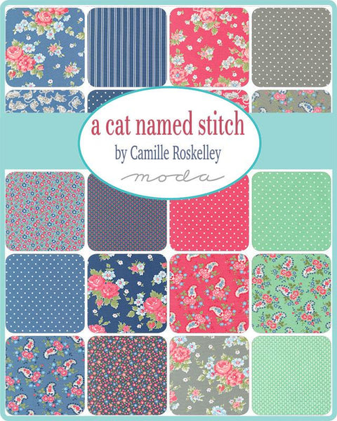 A Cat Named Stitch Charm Pack 5-inch Precut Fabric Squares by Camille Roskelley for Moda Fabrics (42 pcs)