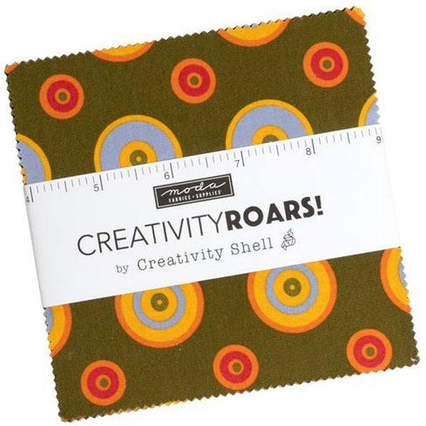 Creativity Roars Charm Pack 5-inch Precut Fabric Squares by Creativity Shell for Moda Fabrics (42 pcs)