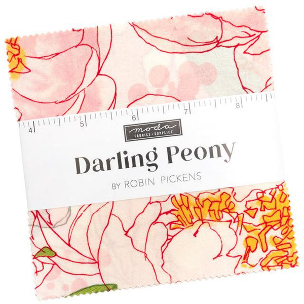 Darling Peony Charm Pack 5-inch Precut Fabric Squares by Robin Pickens for Moda Fabrics (42 pcs)