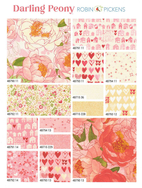 Darling Peony Charm Pack 5-inch Precut Fabric Squares by Robin Pickens for Moda Fabrics (42 pcs)