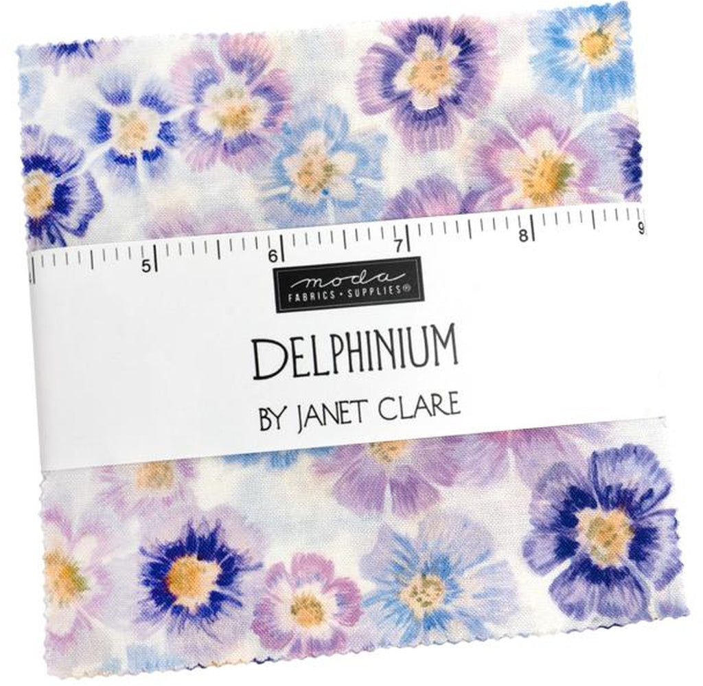 Delphinium Charm Pack 5-inch Precut Fabric Squares by Janet Clare for Moda Fabrics (42 pcs)