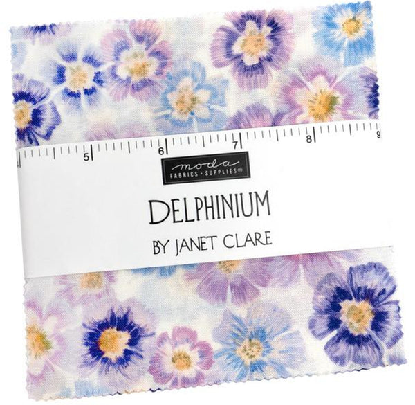 Delphinium Charm Pack 5-inch Precut Fabric Squares by Janet Clare for Moda Fabrics (42 pcs)