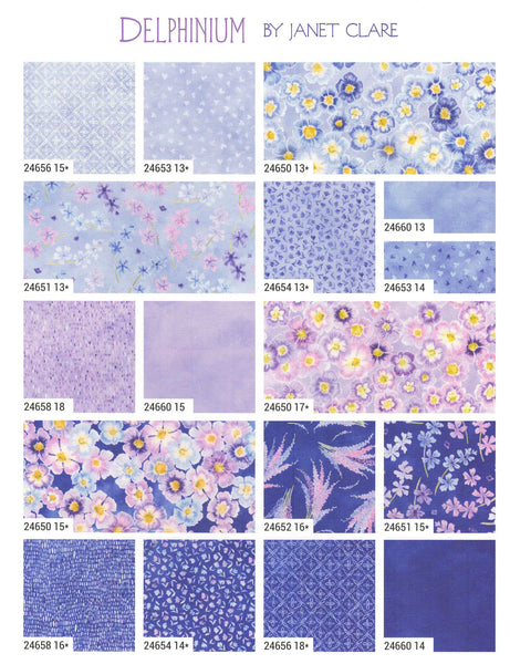 Delphinium Layer Cake 10-inch Precut Fabric Squares by Janet Clare for Moda Fabrics (42 pcs)