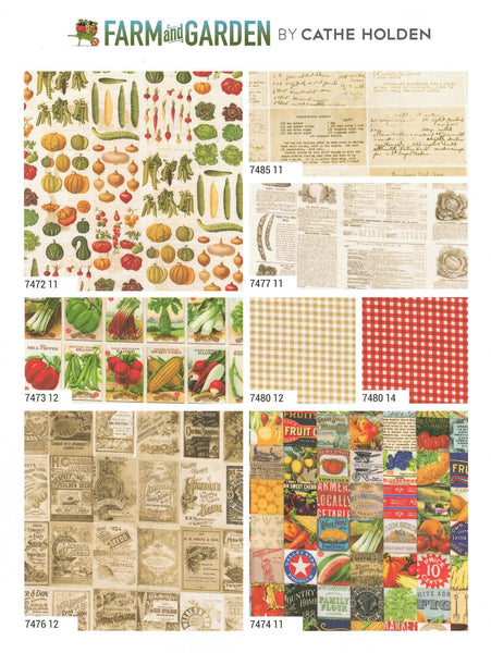 FARM & GARDEN Charm Pack by Cathe Holden 100% Cotton 5-inch Precut Fabric Squares (42 pcs)