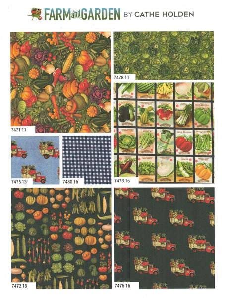 FARM & GARDEN Charm Pack by Cathe Holden 100% Cotton 5-inch Precut Fabric Squares (42 pcs)