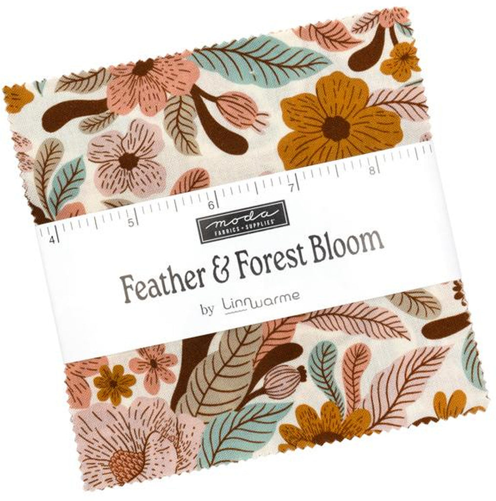 FEATHER & FOREST BLOOM Charm Pack by Linn Warme 100% Cotton 5-inch Precut Fabric Squares (42 pcs)