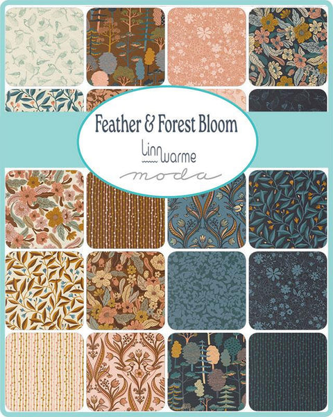 FEATHER & FOREST BLOOM Charm Pack by Linn Warme 100% Cotton 5-inch Precut Fabric Squares (42 pcs)