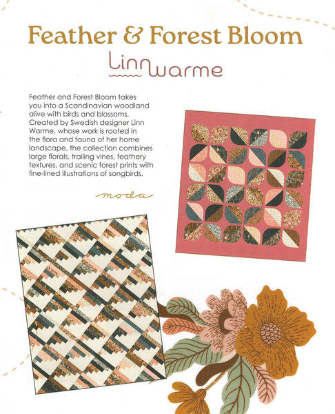 FEATHER & FOREST BLOOM Charm Pack by Linn Warme 100% Cotton 5-inch Precut Fabric Squares (42 pcs)