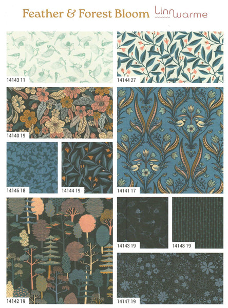 FEATHER & FOREST BLOOM Charm Pack by Linn Warme 100% Cotton 5-inch Precut Fabric Squares (42 pcs)