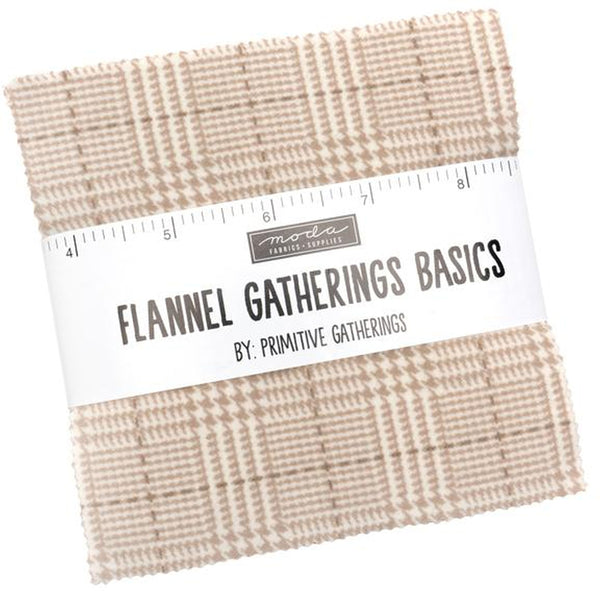 FLANNEL GATHERINGS BASICS Charm Pack by Primitive Gatherings 100% Cotton 5-inch Precut Fabric Squares (42 pcs)