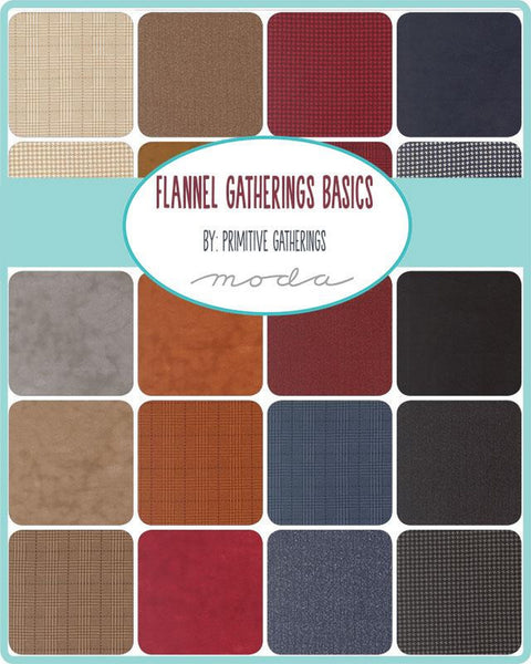 FLANNEL GATHERINGS BASICS Charm Pack by Primitive Gatherings 100% Cotton 5-inch Precut Fabric Squares (42 pcs)