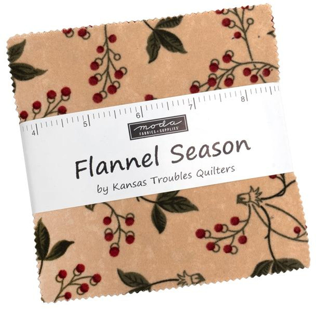 Flannel Season Charm Pack 5-inch Precut Fabric Squares by Kansas Troubles Quilters for Moda Fabrics (42 pcs)
