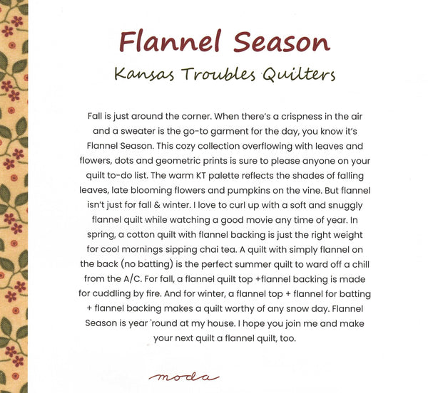 Flannel Season Layer Cake 10-inch Precut Fabric Squares by Kansas Troubles Quilters for Moda Fabrics (42 pcs)