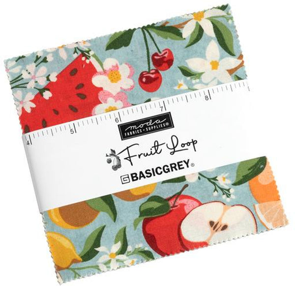 Fruit Loop Charm Pack 5-inch Precut Fabric Squares by BasicGrey for Moda Fabrics (42 pcs)