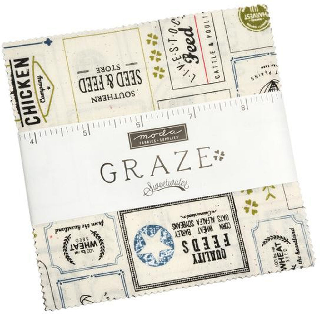 GRAZE Charm Pack by Sweetwater 100% Cotton 5-inch Precut Fabric Squares (42 pcs)