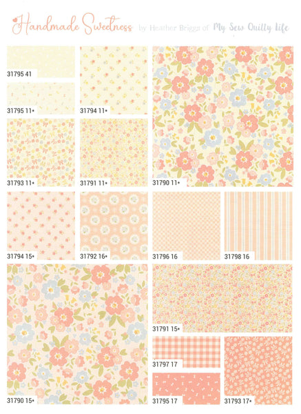 HANDMADE SWEETNESS Charm Pack by Heather Briggs 100% Cotton 5-inch Precut Fabric Craft Squares (42 pcs)