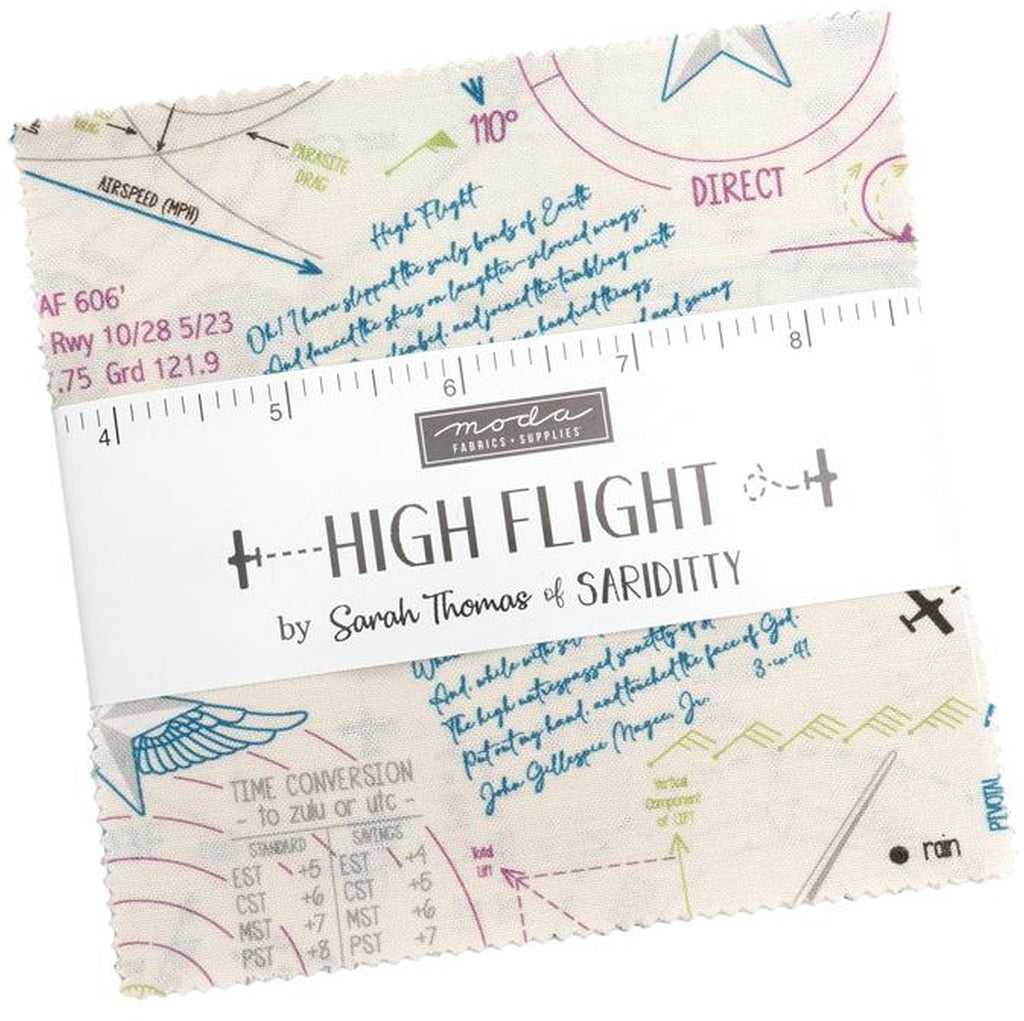 High Flight Charm Pack 5-inch Precut Fabric Squares by Sarah Thomas for Moda Fabrics (42 pcs)