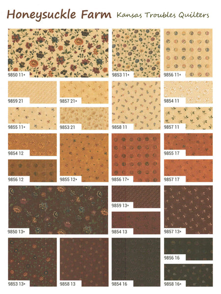 HONEYSUCKLE FARM Charm Pack by Kansas Troubles Quilters 100% Cotton 5-inch Precut Fabric Craft Squares (42 pcs)