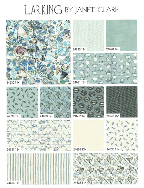 Larking Charm Pack 5-inch Precut Fabric Squares by Janet Clare for Moda Fabrics (42 pcs)